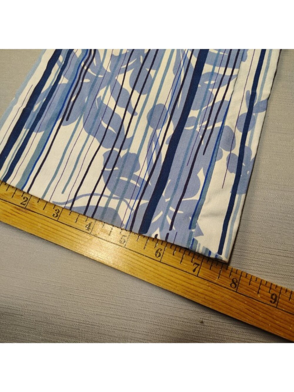 Necessary Objects Blue White Floral Stripe Pull On Pants Bootcut XS USA 26x32 - Picture 9 of 13
